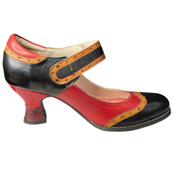 L’artiste X Spring Step Women’s Mary Ellen Red Black Mary Jane Size 39 US 8.5 - Picture 4 of 11